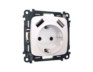 Комплект механизма электрической розетки 2USB A+A 18W (быстрая зарядка) с заземлением Ambrella Volt Omega MO209010