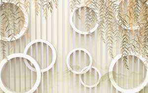 3D Фотообои Artegrafico «Веточки ивы с объемными кругами» GM-186 канвас