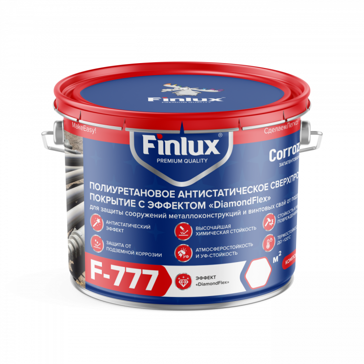 Защитная грунт-эмаль для винтовых свай и подземных металлоконструкций Finlux F-777 полуглянцевая черная 10 кг