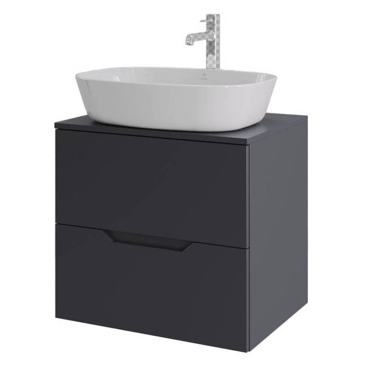 Тумба с раковиной Orange Line Li-60TugMDF+B08-500W графит матовый, 60 см