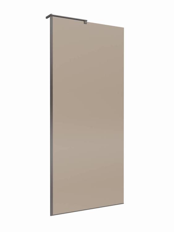 Душевая перегородка BelBagno UNO-L-1-TB-90-BR-GM профиль оружейная сталь, стекло тонированное, 90x200