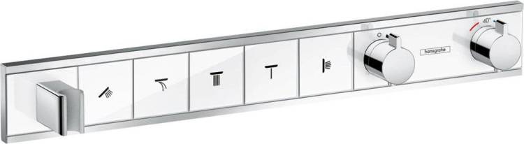 Термостатический смеситель Hansgrohe RainSelect 15358400 для ванны, белый - хром