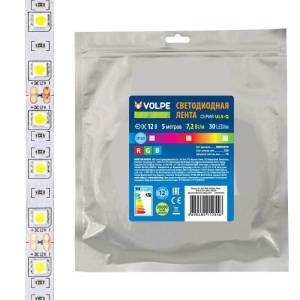 Светодиодная лента Volpe ULS-Q210 5050-30LED/m-10mm-IP20-DC12V-7,2W/m-5M-RGB