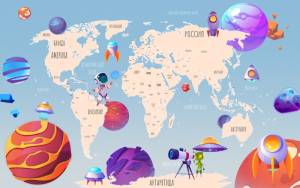 3D Фотообои Artegrafico «Футуристичная космическая карта на светлом» CM-022 канвас