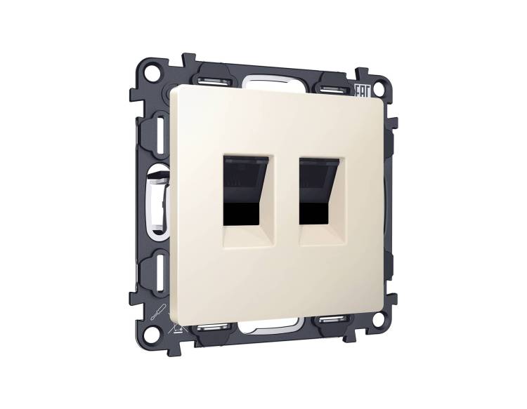 Комплект механизма компьютерной двойной розетки Ambrella Volt MA MA332110 бежевый матовый