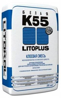 Белая клеевая смесь для мозаики Litokol Litoplus k55 25кг