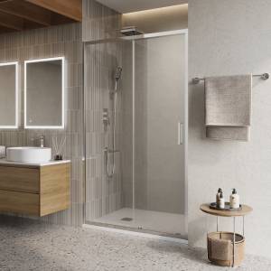 Душевая дверь в нишу Belbagno LUCE-BF-1-110-C-Cr профиль хром, стекло прозрачное, 110x195