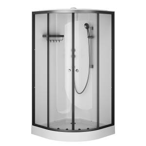 Душевая кабина Am.Pm X-Joy W94C-401-100BT 100x100, 1/4 круга, профиль матовый черный, стекло прозрачное