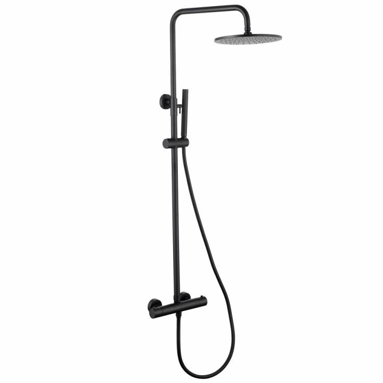 Душевая стойка Abber Wasser Kreis AF8160B с термостатом без излива, черная матовая