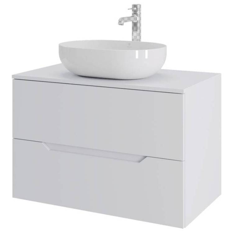 Тумба с раковиной Orange Line Li-80TuwMDF+B05-480W белая матовая, 80.5 см