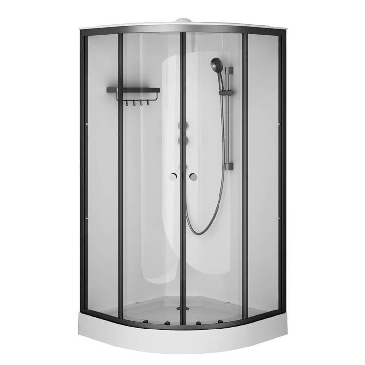 Душевая кабина Am.Pm X-Joy W94C-401-100BT 100x100, 1/4 круга, профиль матовый черный, стекло прозрачное