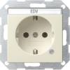 Розетка Gira System 55 Schuko с/з с подсветкой 16A 250V безвинтовой зажим кремовый  глянцевый 045201