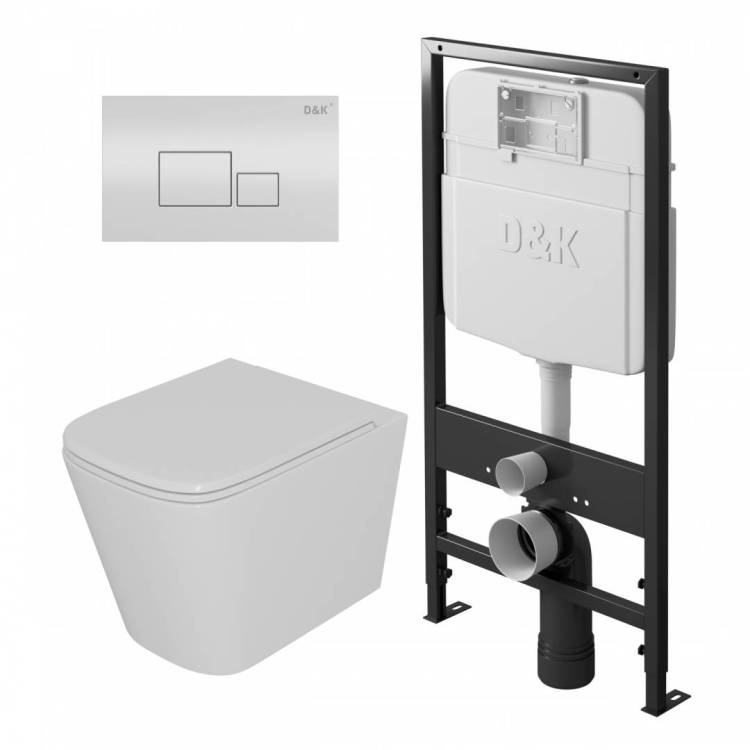 Комплект D&K Quadro DS1511602 белый с кнопкой
