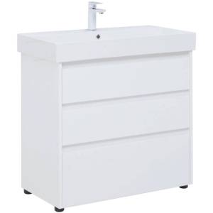 Тумба с раковиной Aquanet Nova Lite 00302475 85 белый глянец, 3 ящика
