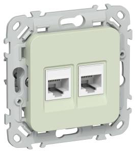 Розетка телефонная RJ11+Ethernet RJ45 IEK Flite FI-KT22-1-K92 панг