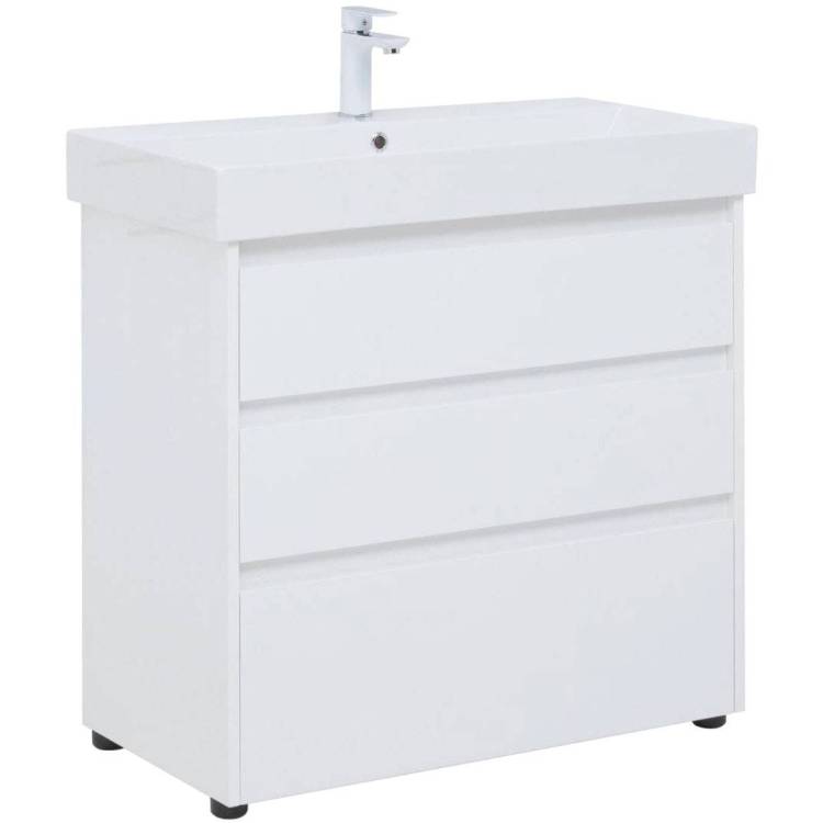 Тумба с раковиной Aquanet Nova Lite 00302475 85 белый глянец, 3 ящика