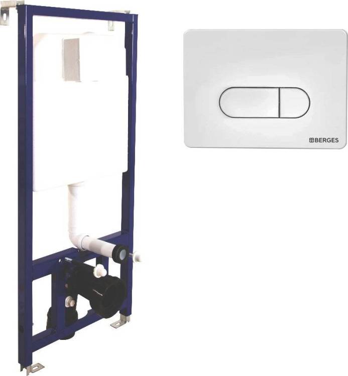Система инсталляции для унитазов Berges Novum 040231 с кнопкой смыва, белая