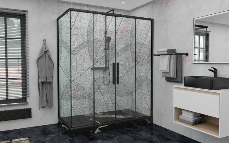 Душевой уголок AvaCan FB2-170-SB80 профиль черный, стекло тонированное, 190x80x195