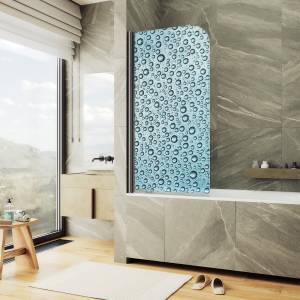 Шторка на ванну MaybahGlass MGV-929-ФП011-6 70x140, поворотная, стекло с рисунком 6 мм, профиль черный