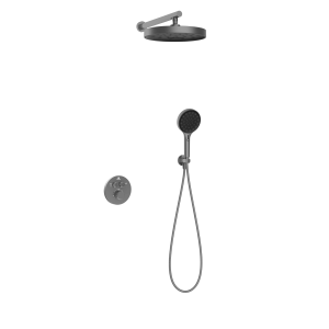 Душевой комплект Vincea Inspire VSFW-3I22MT2GM встраиваемый, термостат, двухрежимный, вороненная сталь
