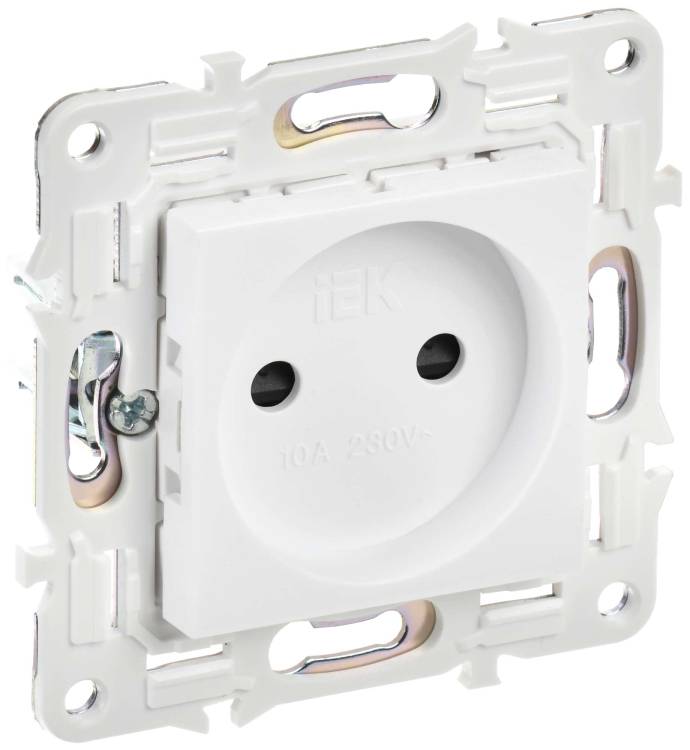 Розетка 1-местная с защитными шторками IEK Skandy SK-R13-10-K01 арктический белый