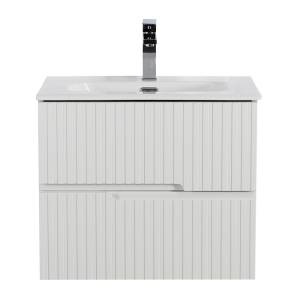 Тумба с раковиной Cezares DUET-N-600-2C-SO-BL подвесная, Bianco Lucido, 51.5x61x46
