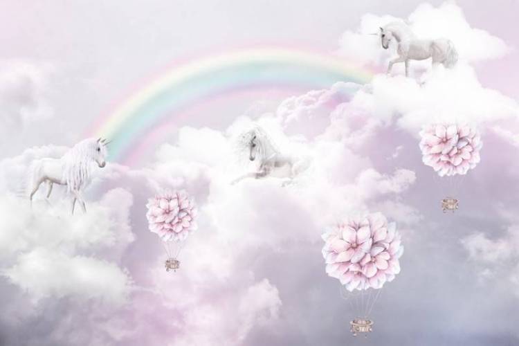 3D Фотообои Artegrafico «Волшебные единороги» KID-065 акварель