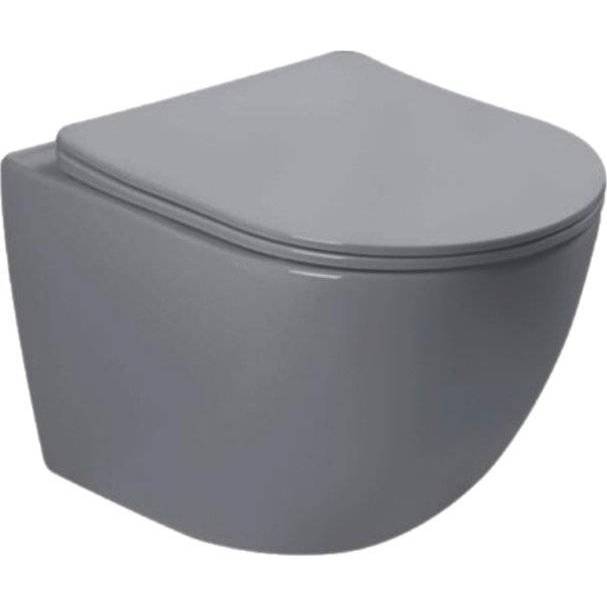 Унитаз подвесной SantiLine SL-5005MG с крышкой-сиденьем микролифт, серый матовый