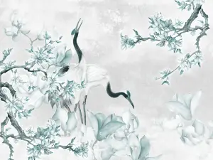 Бесшовные Eco обои Ortograf Animality 34688 Аисты в саду Ворс ОЕ