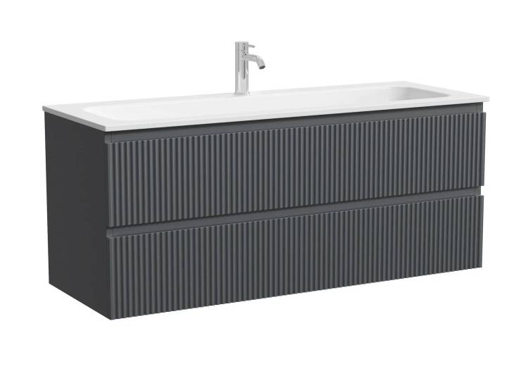 Тумба с раковиной Sancos Snob R (Сноб Р) темный антрацит матовый, 121x45.7x52, раковина CN7017