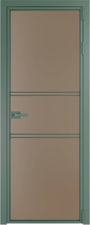 Межкомнатная дверь Profil Doors 2 AX цвет профиля Зеленый воск, стекло безопасное 6 мм монохром капучино 600x2000