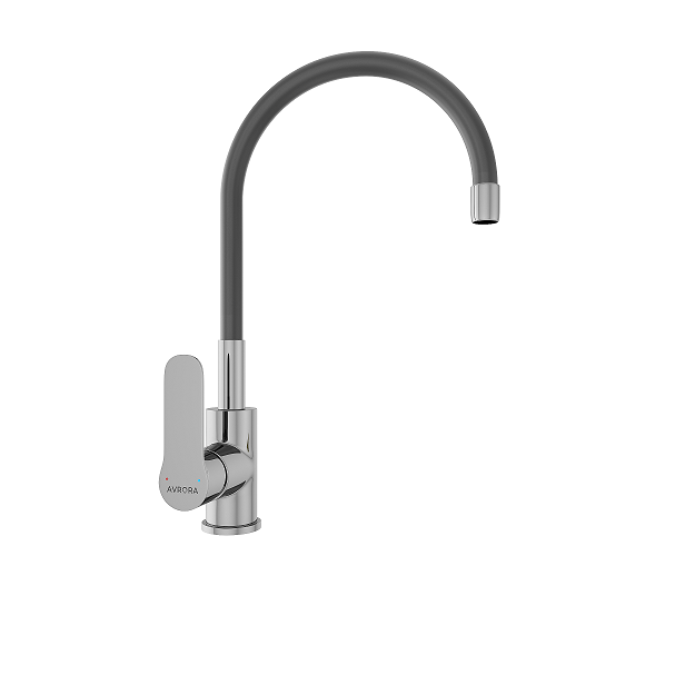 Смеситель для кухни Avrora Kitchen AV9002B с высоким гибким изливом, хром