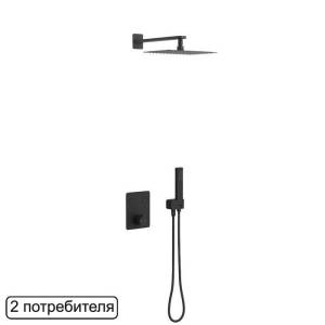 Термостатическая душевая система скрытого монтажа EXCELLENT Krotos AREX.SET.8045BL (черный мат)