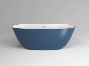 Ванна из искусственного камня Plumberia Selection VELOMA 160BD 160x70, биколор матовый белый,блу деним