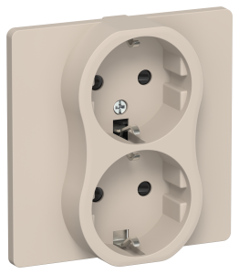 Розетка 2-местная с заземлением и шторками IEK Flite FI-R24C-16-K88 льняной