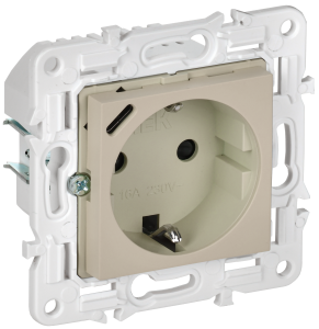 Розетка 1-местная с заземлением, шторками и USB Type С IEK Skandy SK-R14-16-U14-018-K10 бежевый