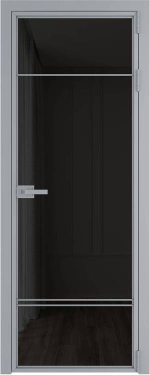 Межкомнатная дверь Profil Doors 4 AX цвет профиля Серебро, стекло безопасное 6 мм черное тонированное 800x2000