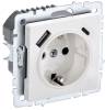 Розетка 1-местная с заземлением, шторками и USB Type A+С IEK Brite BR-R14-16-U22-018-K01 белый