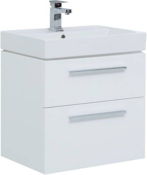 Тумба с раковиной Aquanet Nova 60 2 ящика, белый глянец