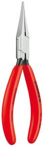 Плоскогубцы KNIPEX для регулировки реле, прямые узкие плоские губки без насечки 34 мм, 135 мм, чёрные, 1К ручки