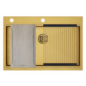 Мойка кухонная Paulmark Kroner-Multi Sink 75 PM687551-BG брашированное золото, 51x75
