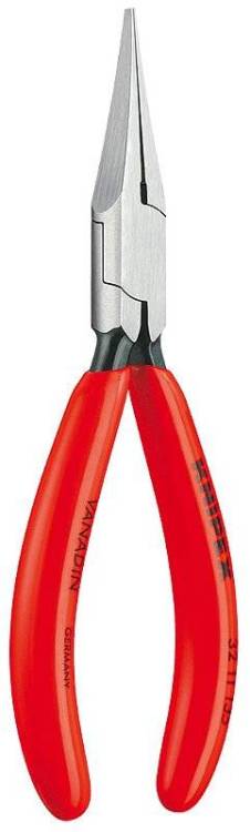 Плоскогубцы KNIPEX для регулировки реле, прямые узкие плоские губки без насечки 34 мм, 135 мм, чёрные, 1К ручки