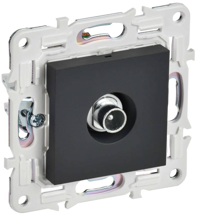 ТВ-розетка проходная IEK Skandy SK-A10-P-K53 графит