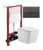 Унитаз с инсталляцией Agger ATI10150+APB244 безободковый, с крышкой-сиденьем микролифт, с черной кнопкой
