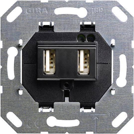Розетка двойная USB А Gira System 55 для электропитания выходы 235900