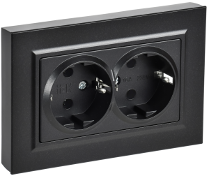 Розетка 2-местная с заземлением IEK Brite BR-R27-16-K02-F черный