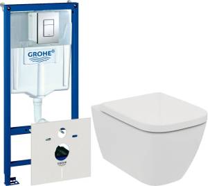 Комплект  Чаша для унитаза подвесного Ideal Standard I.Life B T461401 безободковая, euro white + Крышка-сиденье Ideal Standard I.Life B T468301 с микр