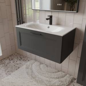 Тумба с раковиной Terminus Classik CLA10801701601O графит , 80x38