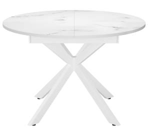 Стол Дик DikLine MB110 00-00064149 белый/стекло белый мрамор сатин optiwhite/опоры MB белые 110(145)x100x75