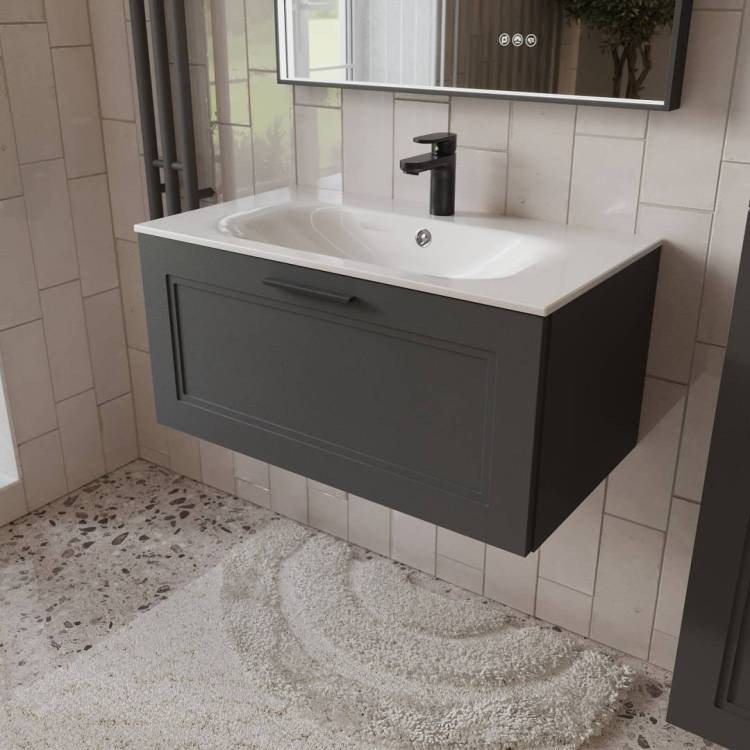 Тумба с раковиной Terminus Classik CLA10801701601O графит , 80x38